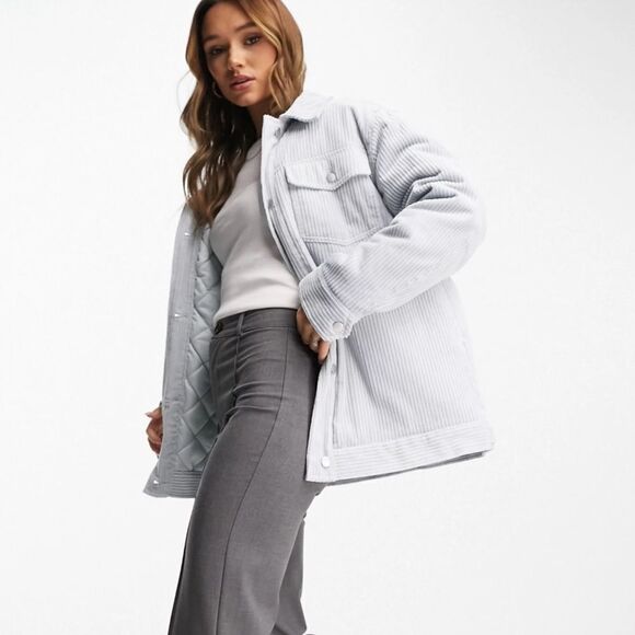 ASOS DESIGN jumbo cord padded jacket in blue‎ Size 8 NWT in packaging - Picture 4 of 6